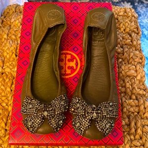 Tory Burch Crystal Bow Eddie Ballet Flat